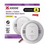 TWO PACK - Kidde Hardwired Interconnectable Smoke and Carbon Monoxide Detector, AA Battery Backup, Voice Alarm 21032082 - Retail: $109.99