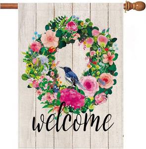 lot 2991 image: Spring Summer House Flag 28x40 Inch Double Sided Outside, Spring Garden Flags Floral Welcome Yard Outdoor Flag