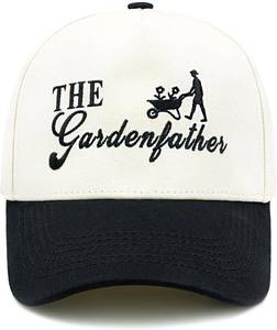 lot 2997 image: Waldeal Gardening Trucker Hat for Men, Embroidered The Gardenfather Adjustable Baseball Cap for Dad Papa Grandfather BeigeBlack