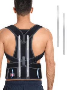 lot 2998 image: Back Brace Posture Corrector for Women and Men, Lower and Upper Back Pain Relief, Hunchback and Scoliosis Straightener with 2 Removable Metal Splints Support, Adjustable Straps Belt Waist