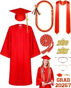 lot 3138 image: Matte Graduation Gown Cap Tassel Set with 2026 Tassel Stole Graduation Lei Bracelet for High School and Bachelor