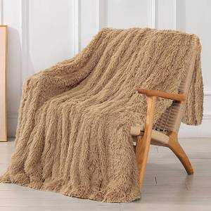 lot 3145 image: Decorative Extra Soft Faux Fur Throw Blanket 50 x 60,Solid Reversible Fuzzy Long Hair Shaggy Blanket,Fluffy Cozy Plush Fleece Comfy Microfiber Fur Blanket for Couch Sofa Bed,Camel