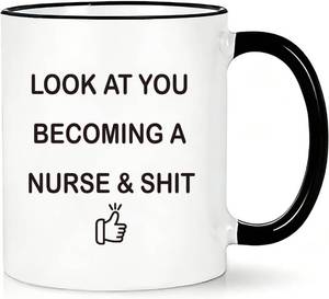 lot 3204 image: Funny Nurse Mug Gifts for Women, Nursing Student Graduation Gift, Future Nurse RN LPN CNA Appreciation Cup, Nurses Week Birthday Gift for New Nurse, 11 Oz Ceramic