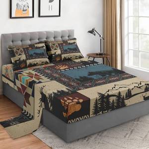 lot 3207 image: WeCozy Twin Bed Sheet Set, 3 Pieces Deer Bear Bedding with Flat  Animal Soft Fitted with 14 Deep Pockets, Pillowcase for Kids and Adults Room Bedroom Decor