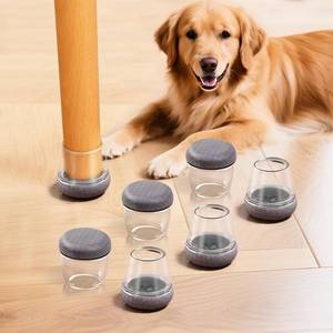 lot 3211 image: Chair Leg Floor Protectors for Hardwood Floors   Smooth Nylon Base Wont Trap Cat or Dog Hair, Clear Silicone Caps No Scratch & Silent on Carpet & Tile (16 Pack, Fits 1 to 1-18)