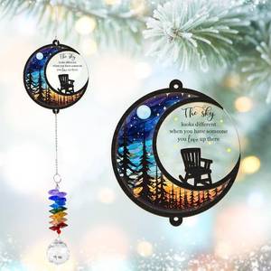 lot 3218 image: Memorial Suncatcher - Moon Chair Ornament - Sympathy Gift for Loss of Loved One - Bereavement Gifts Memorial Rainbow Maker - Remembrance Ornament - Funeral Keepsake