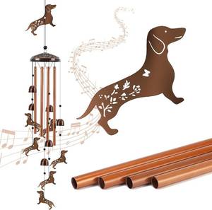 lot 3224 image: Dog Wind Chimes for Outside, Metal Dachshund Windchime with 4 Aluminum Tubes, Birthday Housewarming Gift for WomenMenMomDad, Memorial Wind Chime for OutdoorIndoor, Patio, Garden, Yard, Home Decor