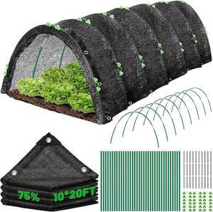 lot 3228 image: 10 X 20FT 75% Garden Shade Cloth with Hoops,Plant Shade Cloth Garden Greenhouse Grow Tunnel for Heat Protection,Raised Bed Row Cover Black Netting Tarp for Outdoor Outside Patio Chicken Coops