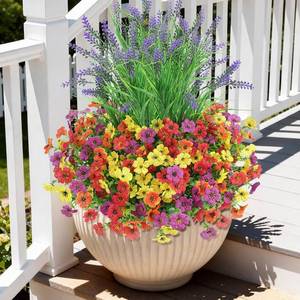 lot 3246 image: INQCMY Artificial Daisy Flowers Fake Plants for Outdoors Decoration  12 Bundles UV Resistant Silk Flowers with Faux Lavender Realistic No Fade Plants for Outside Planter Yard Patio Garden
