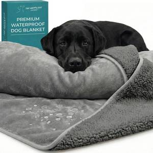 lot 3252 image: Waterproof Dog Blanket Washable   Leakproof XXL Dog Blanket for Bed, Sectional & Large Couch, Reversible - Gray Microfiber & Gray Sherpa Fleece, 60x79 Inches.