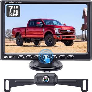 lot 3262 image: Wireless Backup Camera for Truck Car  7-Inch Touch Key Monitor Plug and Play No Delay No Dropped Frames Clear Brightness Rear View Camera 2 Channel Reverse Camera DIY Parking Lines AMTIFO A19