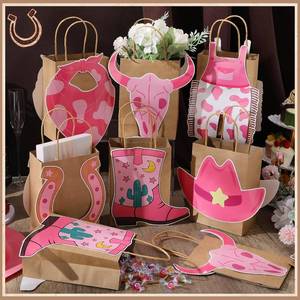 lot 3276 image: Mooliwe 24 Pcs My First Rodeo Birthday Decorations, Cowgirl Birthday Gift Bags Western Cowboy Theme Treat Candy Party Favor Bag with Handle for Baby Shower Wild West Party Supplies(Pink)