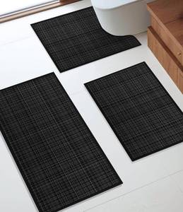 lot 3279 image: Bathroom Rugs Sets 3 Pieces, Ultra Thin Bath Mats Fit Under Door, Absorbent Quickly Dry Rubber Backing Braided Bath Mat Set, Non Slip Washable Bath Rugs for Bathroom Floor