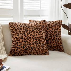 lot 3283 image: Sunday Praise Set of 2 Cheetah Throw Pillow Covers 18x18 Inch Farmhouse Decorative Faux Fur Pillow Covers Soft Fluffy Leopard-Print Cushion Cases for Couch Sofa Bed Living Room Home D cor