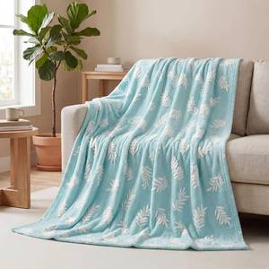 lot 3286 image: Horaldaily Blue Leaves Shape 3D Textured Throw Blanket 50x60  All Season Using Soft Fuzzy Plush Cozy Non-shedding 3D Textured Blanket for Couch Sofa Bed Camping, Ideal Gift for Kid Adult