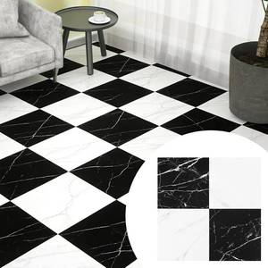 lot 3295 image: 20PCS Peel and Stick Floor Tile Waterproof 12 x 12 in Black and White Marble Vinyl Flooring Tiles, 0.7 mm Thick Self Adhesive DIY Floor Covering for Kitchen, Bathroom and Bedroom(20 Sq. Ft)