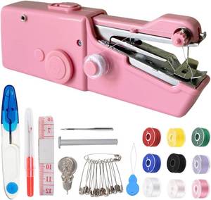 lot 3327 image: Handheld Sewing Machine with Sewing Kits,Mini Sewing Machine for Quick Stitching Suitable for Home,Travel,DIY (Pink)