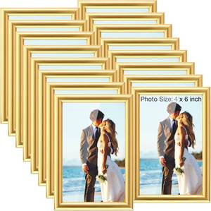 lot 3334 image: Kathfly 4 x 6 Picture Frames Sets of 16 Simple Designed Photo Modern Frames for Pictures with Resin Glass for Wall Mount Tabletop Display Home Office Hotel Decoration COLOR DARK RED