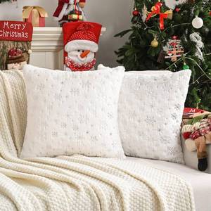 lot 3336 image: FUTEI Christmas Snowflakes White Throw Pillow Covers 18x18 inch Set of 2,Soft Decorative Cushion Cases,Home Decor for Couch Bed Living Room