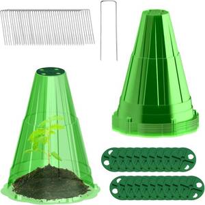lot 3339 image: Garden Cloches for Plants, 20 Pack Garden Cloche with Rotary Vent, Reusable Bell Plant Covers with 40Pcs Ground Stakes, Plant Cloche Protectors from Animals Snails Birds Chickens, 7.9 H X 6.7 D