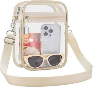 lot 3352 image: Clear Purse for Women, Stadium Approved Hobo Shoulder Bag for Events  Small Clear Bag for Phone, Wallet, Keys, Cards, and Makeup, Water-Resistant PVC, Lightweight, Concerts, Stadiums, Festivals - COLOR IS BLACK