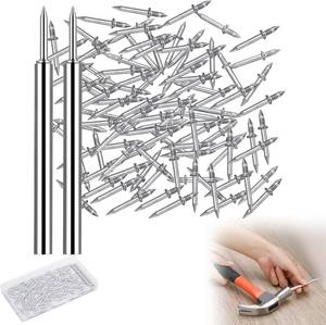 lot 3356 image: 200Pcs Double-Head Skirting Thread Seamless Nail, Skirting Line Without Marks Nail, Invisible Security Screws Equipped with Nail Specific Sleeve Tool