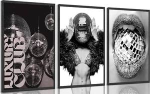 lot 3374 image: 3pcs 70s Disco Party Poster Wall Art Retro Gorgeous Woman Painting Picture Wall Decor Luxury Party Club Poster Print Artwork for Bar Bedroom Dormitory Apartment Home Decoration 16x24in Unframed