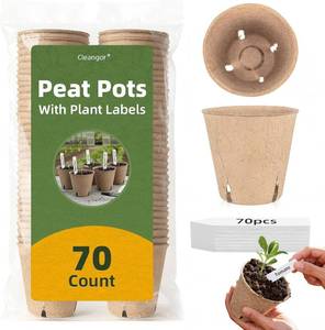 lot 3375 image: CLEANGOR 70Pcs Biodegradable 3.15 Peat Pots with 70Pcs Plant Labels  Biodegradable Seed Starter Pots with Drainage Holes, Nursery Pots for Seedlings, Herbs, Vegetables, Flowers, Gardening Kit