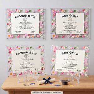 lot 3386 image: Novabright 4 Set 2026 8.5x11 Floral Acrylic Graduation Certificate Frame Pressed Flower Wall Mount Floating Picture Frame A4 Photo for Graduation Certificate Degree Document Memory Picture Gift