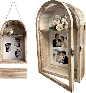 lot 3461 image: Large Shadow Box Frame 10x16 with Removable Box Shelves, Deep Shadow Box Display Case with Linen Back, Memory Box for Keepsakes, Wedding, Medals & Photos, Shadow Box Carbonized Brown