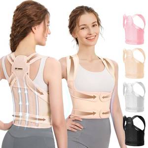 lot 3470 image: Fit Geno Posture Corrector for Women & Men, Back Shoulder Support Brace  Adjustable & Breathable, Upper Back Straightener Pulls Shoulders for Pain Relief, Neck Hump, Hunchback, Kyphosis, Scoliosis Color Black