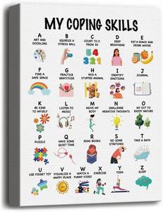 lot 3476 image: WKYAER Mental Health D cor, Mental Health Wall Art, Coping Skills Wall Art Decor, Social Worker Office Decor, Offices Decor for Women, Office Decorations for Work, Counselling Psychologist CBT 12x15