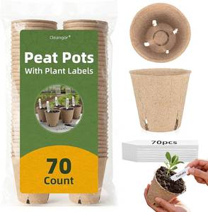 lot 3485 image: CLEANGOR 70Pcs Biodegradable 4 Peat Pots with 70Pcs Plant Labels  Biodegradable Seed Starter Pots with Drainage Holes, Nursery Pots for Seedlings, Herbs, Vegetables, Flowers, Gardening Kit