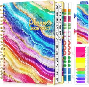 lot 3486 image: Planner 2026-2027, 18 Month Weekly and Monthly Academic Planner, Jan. 2026 - Jun. 2027, 9 x 11.6 A4 Large Hardcover Calendar Planner with Page Tabs, Separator Page, Inner Pocket, Bookmark, Stickers, Sticky Note Set