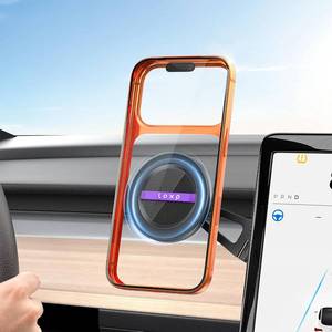 lot 3498 image: LOXP Upgrade Tesla Phone Mount, 360 Rotating Tesla Phone Holder  Aluminum, Strongest Magnetic & Foldable Hidden, Tesla Accessories for Model 3YJuniper, Metallic Black