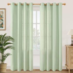 lot 3500 image: YoungsTex 80 Inch Length Sage Linen Curtains for Living Room, Light Filtering Drapes with Grommet for Dining Bedroom Privacy, 2 Panels, 52 X 80 Inch