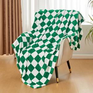 lot 3501 image: Checkered Flannel Throw Blanket, Soft Cozy Checkerboard Grid Pattern Fleece Blanket for Couch Bed Sofa, Pine Green 60 x 80 Inches