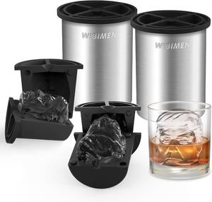 lot 3506 image: Clear Ice Cube Maker, 2 Pack Stainless Steel Clear Ice Maker for Old Fashioned Whiskey lover, Bourbon, Cocktail Gifts for Men on Birthday or Holiday, 2 Easy-Release Ice Ball Maker Mold