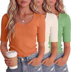 lot 3521 image: 3 Pack Girls Short Sleeve T-Shirts  Size9-10 Years, Basic, Cute, Teen Tops, Casual, Scoop Neck, Summer Tees, for Tween Girls