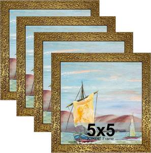 lot 3522 image: KTKDE 5x5 Picture Frame Set of 4, Ornate Vintage Gold Photo Frames with Real Glass 5 x 5 Antique Photo Frame for Wall Decor or Tabletop Display Retro Home Decor best gift