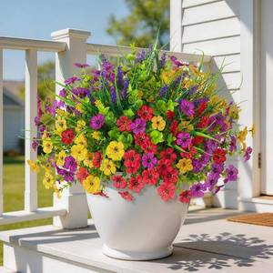 lot 3527 image: Hommyea Artificial Fake Flowers Plants for Outdoors Silk Spring Home Decor  14 Bundles Daisy Flower UV Resistant No Fade looks real Silk with Eucalyptus Leaves for Decor Planters Patio Yard Garden