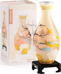 lot 3531 image: PieceRelax 3D Puzzle Vase for Adults to Flower Arrangement and Home Decoration Made By 160 Curved and Translucent Plastic Puzzle Pieces - Spring Symphony, for Mom S1040