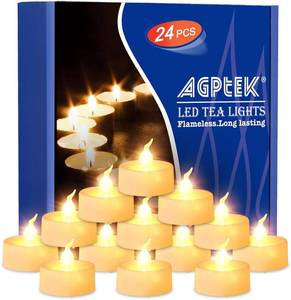 lot 3540 image: AGPTEK Timer Flickering Tea Lights,24 Pack Flickering LED Candles with Timer Battery-Operated Flameless Tealight Candles for Wedding Holiday Party Home Decoration-Warm White