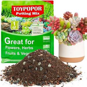lot 3562 image: TOYPOPOR Succulent Soil, Cactus Potting Mix 1.25 Pounds1 Quart, High Drainage, Pre-Mixed Ready to Use for All Succulent Varieties, Indoor Plants, Bonsai, Terrarium, Houseplant, 30% Particles 70% Soil