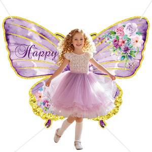 lot 3569 image: Butterfly Birthday Backdrop for Girl   70.8x54.3 Giant Purple Fairy Wings Banner, Happy Birthday Party Background Decoration, Large Butterfly Photo Booth Backdrop for Baby Shower & Women Party
