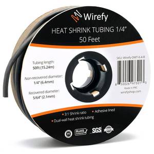lot 3577 image: Wirefy  Heat Shrink Tubing - 14 inch - 31 Ratio - Adhesive Dual Wall Waterproof - Heat Shrink Tube - Heatshrink Tubes - Black - 50 Feet Roll  Trusted UL Certification
