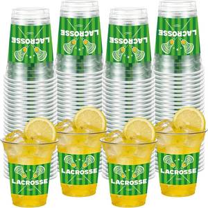 lot 3581 image: Willinglong 100 Pcs Lacrosse Party Supplies Disposable Plastic Cups Bulk 12 oz Green Lax Decoration Cups Lacrosse Senior Night Gifts Accessories for Lover Team Player Coach