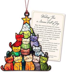 lot 3603 image: Cat Lover Gifts for Women, Colorful Cats Ornament for Christmas Tree, Cute Cats Ornaments, Black Cat Ornament, Orange Cat Ornament, Cat Tree Christmas Decor, Funny Christmas Cat Ornaments