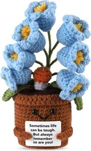 lot 3627 image: TOYMIS Flower Lily of The Valley Crochet Knitted Plant Pot Positive Flower for Party Decoration Encouraging Gift (Blue)