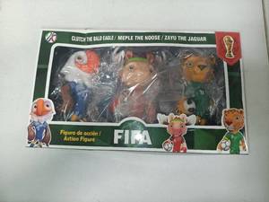 lot 3638 image: 2026 World Cup Mascot and Star Player Style Figures Set of 3, 4 Inch PVC Cartoon Football Character Toys, Sports Collectible Figurines for Kids Fans Party Favors